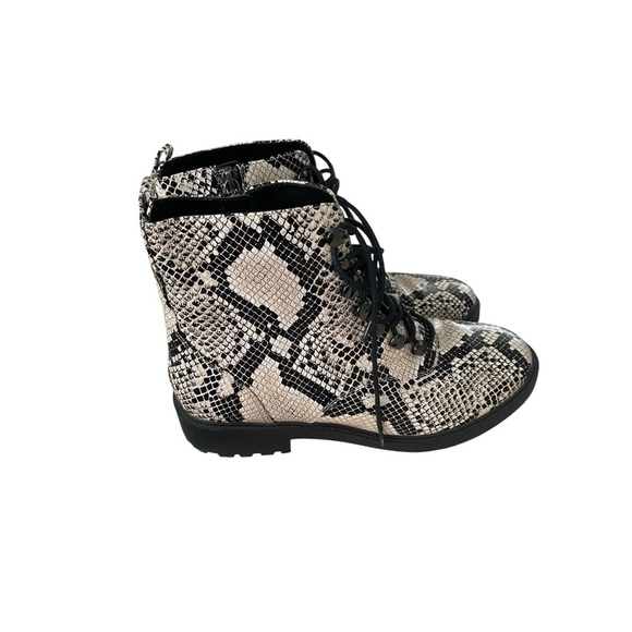 Paolo Trinity Snakeskin Print Moto Combat Lace Up W/Zipper I Size: 10M - Picture 3 of 8